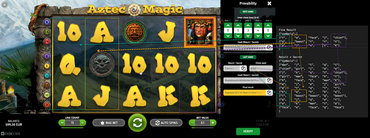 ilucki provably fair slot game outcome